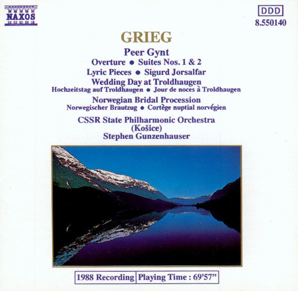 Grieg / CSSR State Philharmonic Orchestra/ Gunzenhauser, Gynt: Overture, Suites Nos. 1 & 2 . Lyric Pieces, Jorsalfar, Wedding Day At Troldhaugen