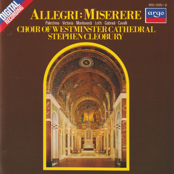 Allegri - Choir Of Westminster Cathedral, Stephen Cleobury - Miserere