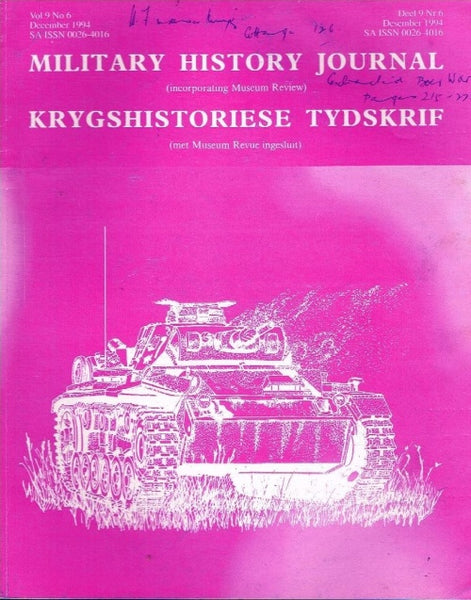 Military history journal krygshistoriese tydskrif vol9 no6 december 1994